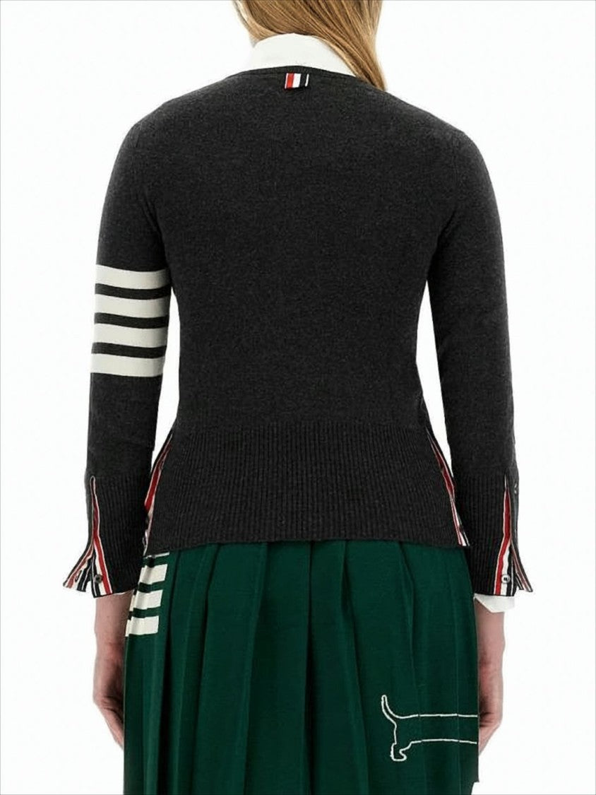 Thom Browne Fitted Cashmere Cardigan With Contrasting Stripes