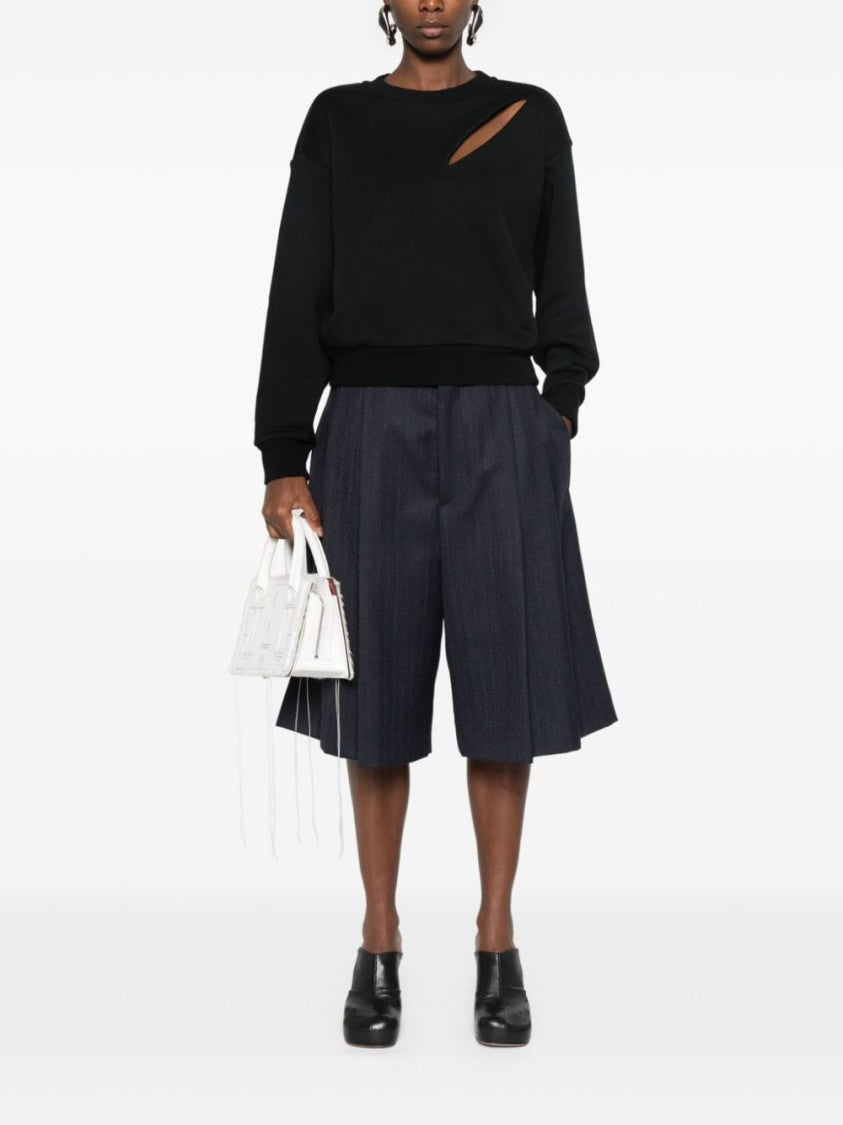 Alexander Mcqueen Crew Neck Black Sweatshirt With Drop Shoulder