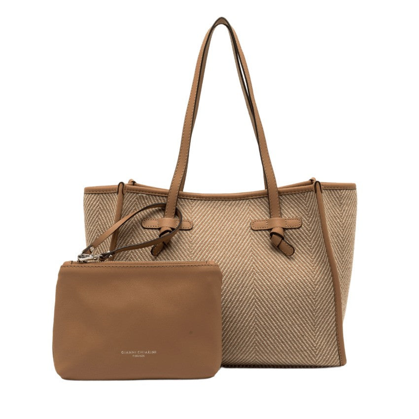 Marcella Structured Herringbone Wool Tote Bag