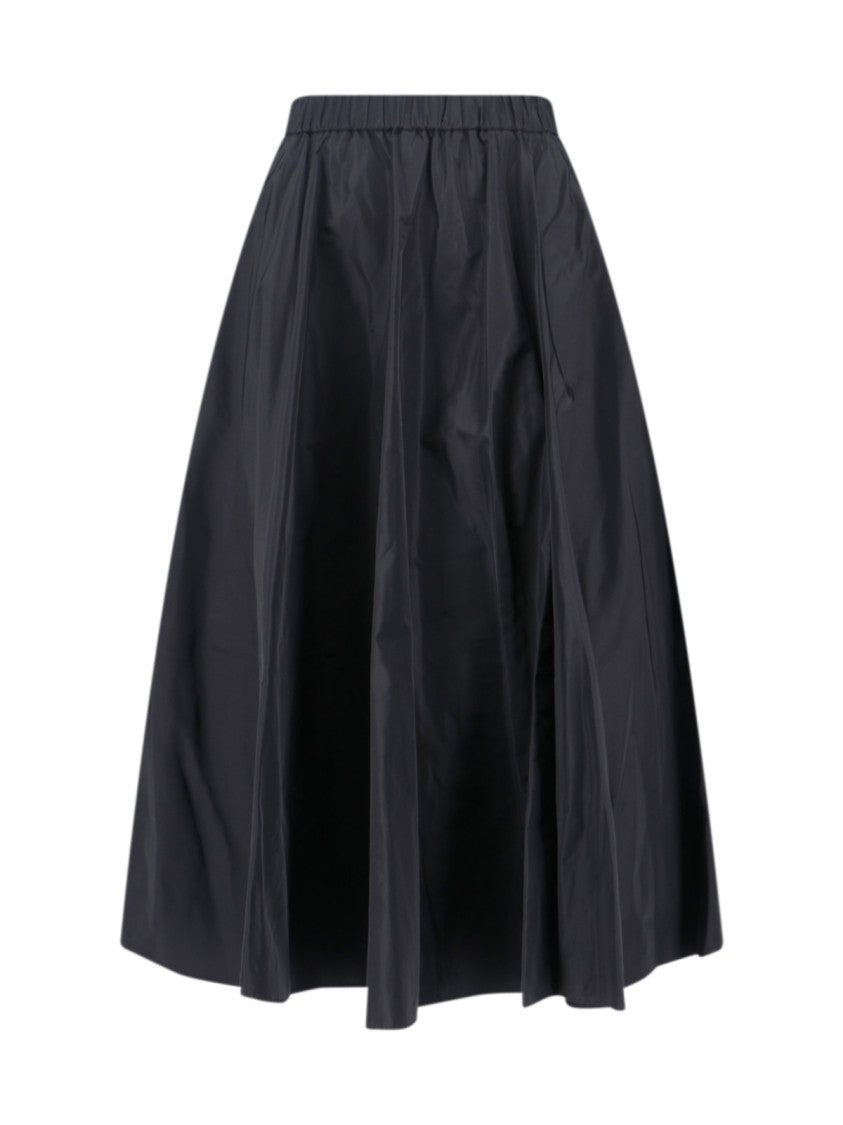 Aspesi Black Elastic Waistband Midi Skirt