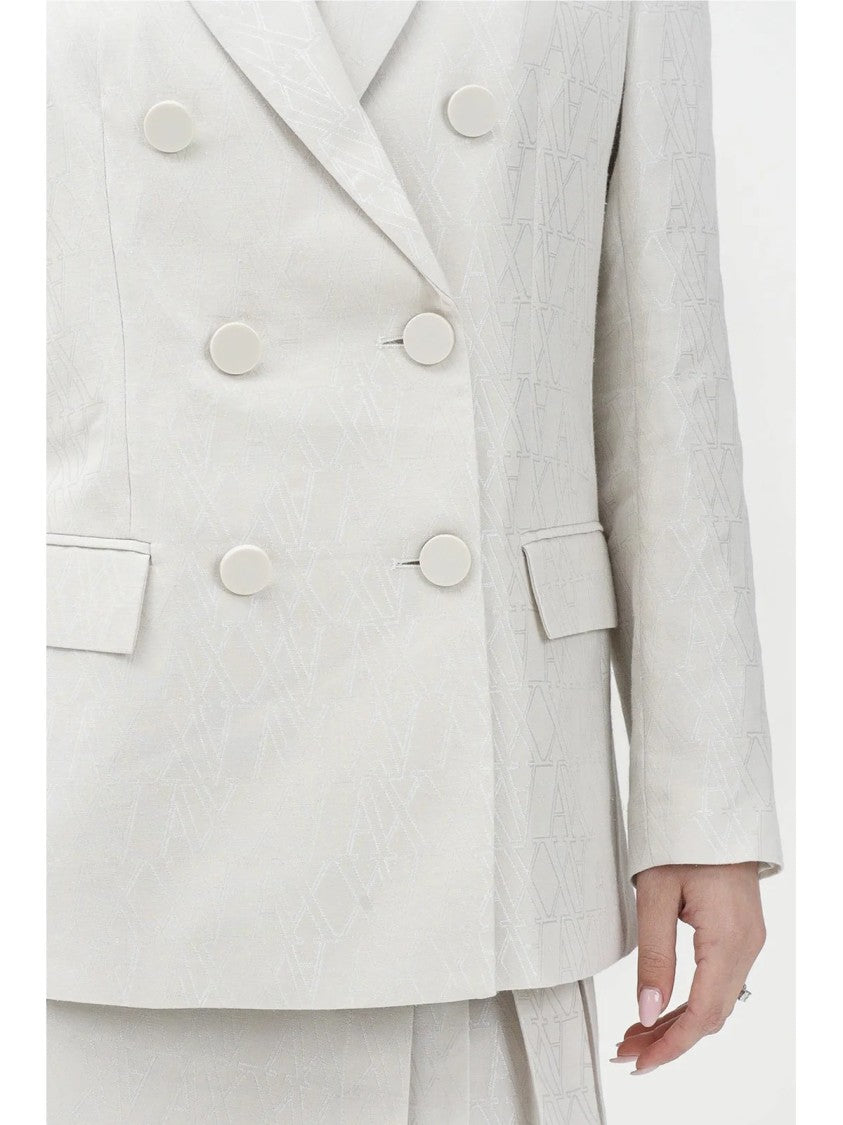 Armani Exchange White Cotton Polyester Double-Breasted Jacket