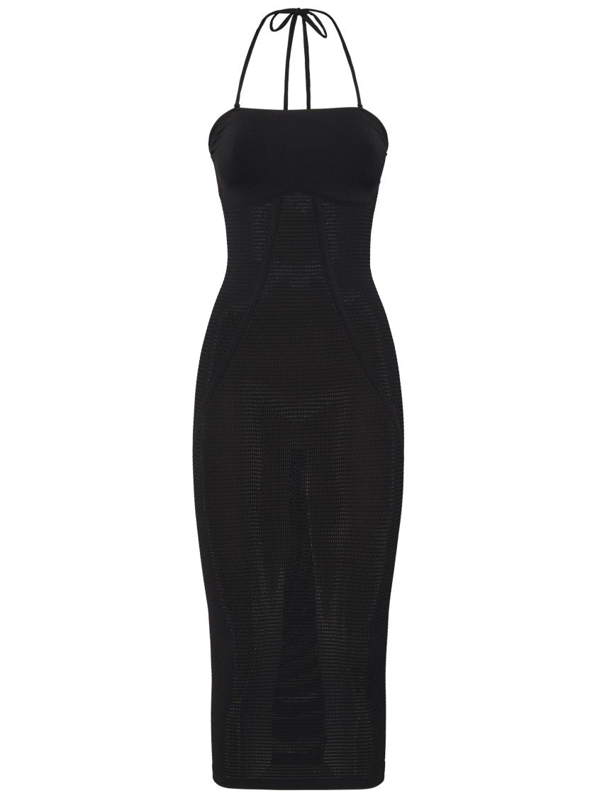 Wolford Black Midi Dress With Neck Ties