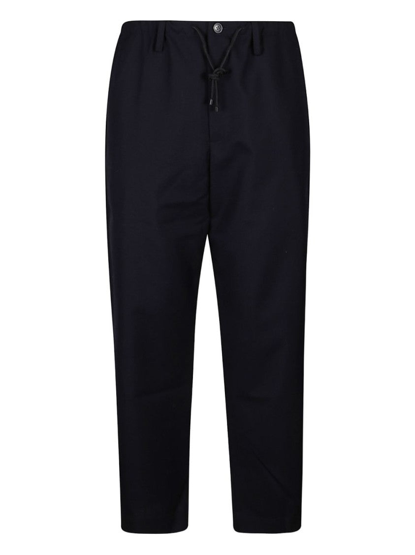 Dries Van Noten Drawstring Waist Penny Wool Pants With Tailored Silhouette