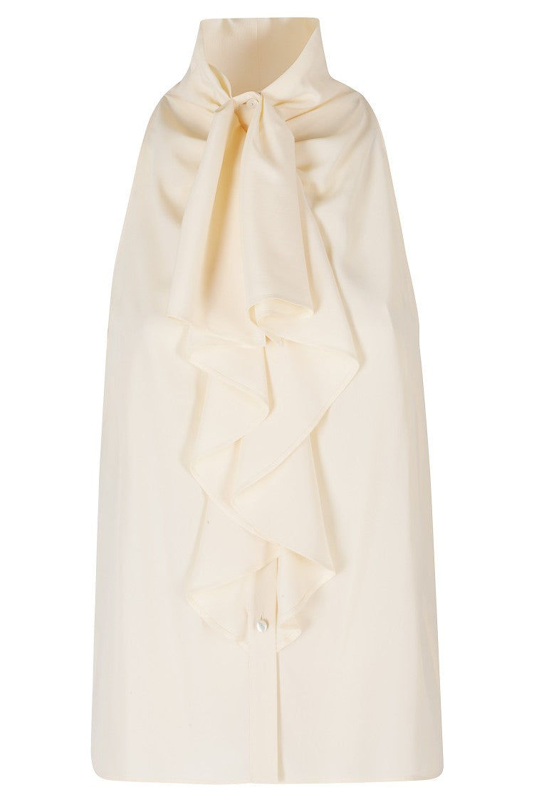 Alberta Ferretti Vanilla Cape-Style Bow Tie Detail Top