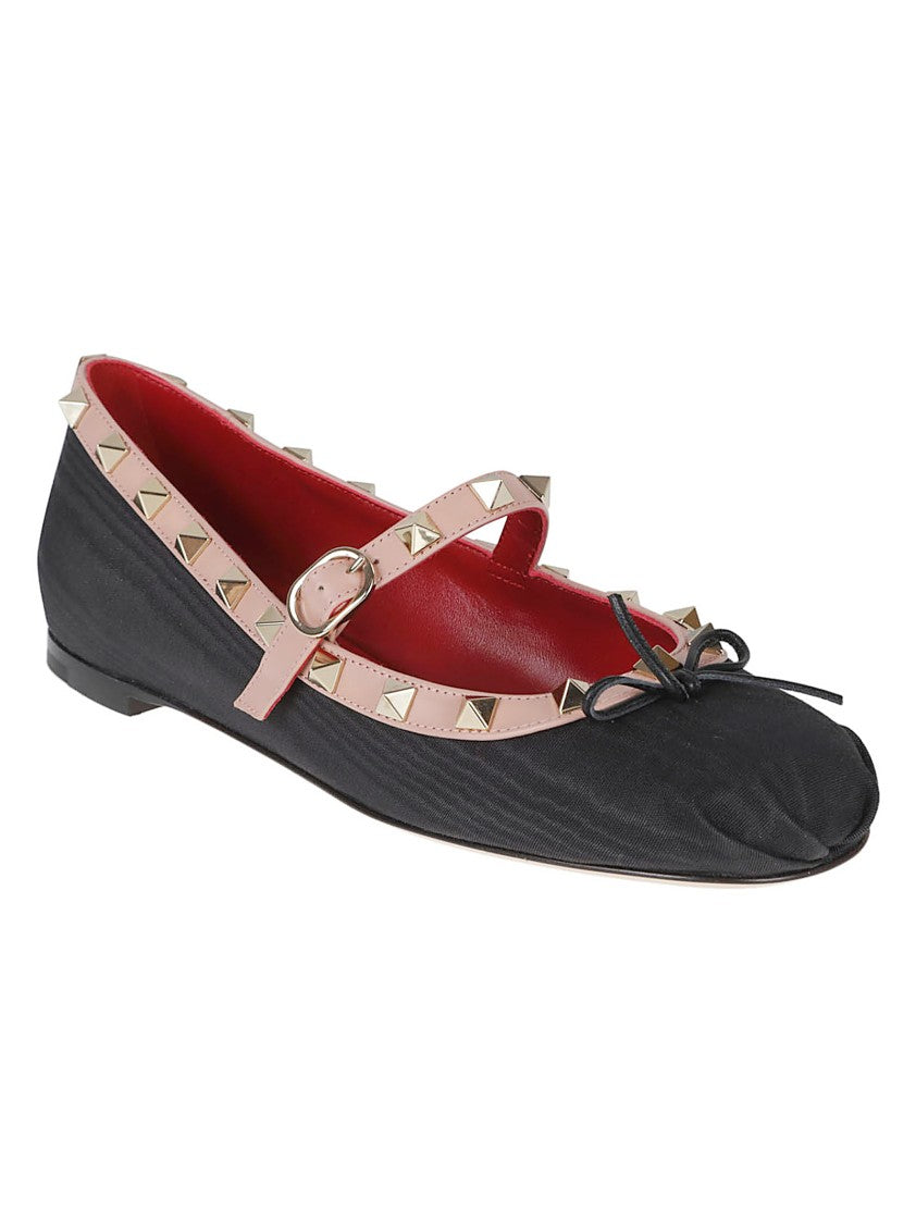 Valentino Garavani Rockstud Mary-Jane Moiré Fabric Flats