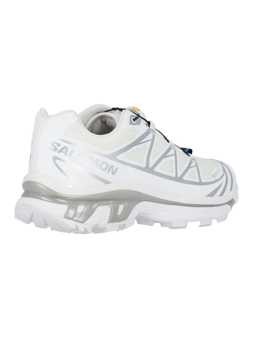 Salomon White Xt-6 Gore-Tex Sneakers With Quicklace™ Closure And Silver Accents