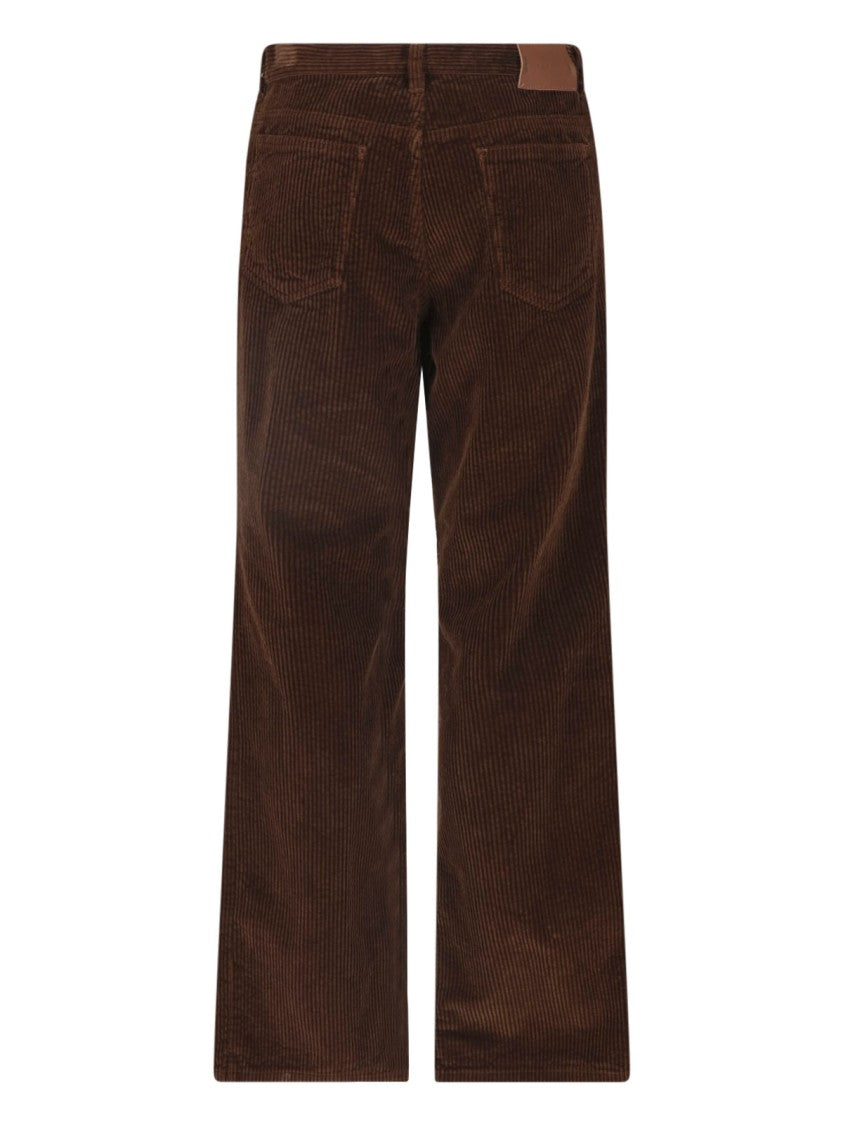 Marni Straight-Leg Brown Corduroy Pants With Five-Pocket Design
