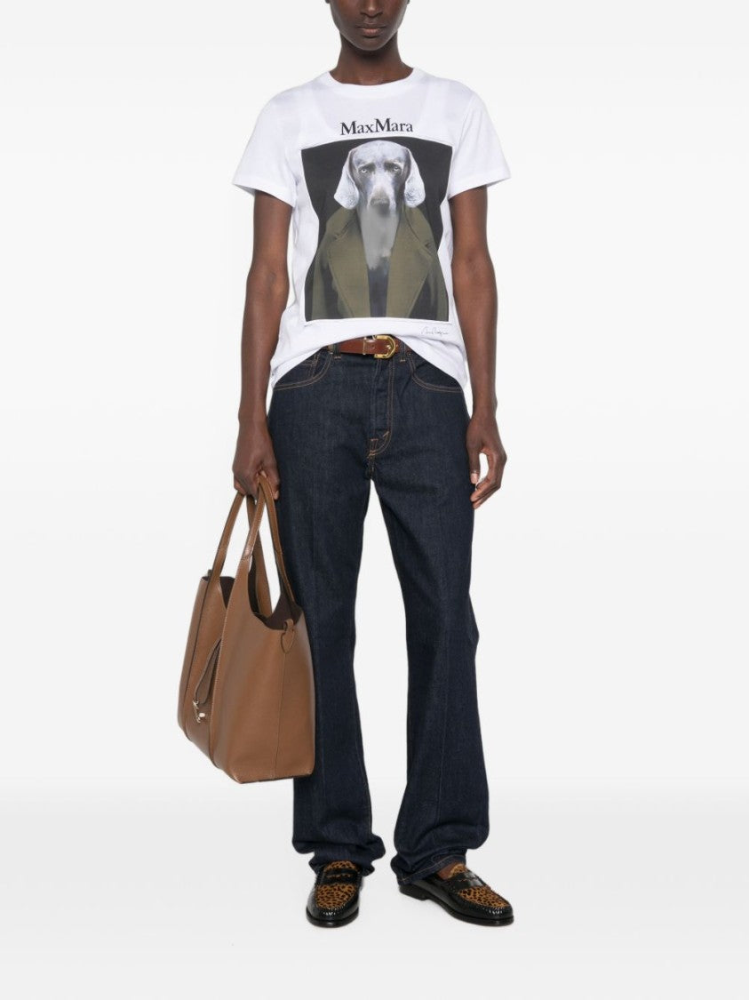 Max Mara Graphic Print Dog Top In Silk And Nylon Blend