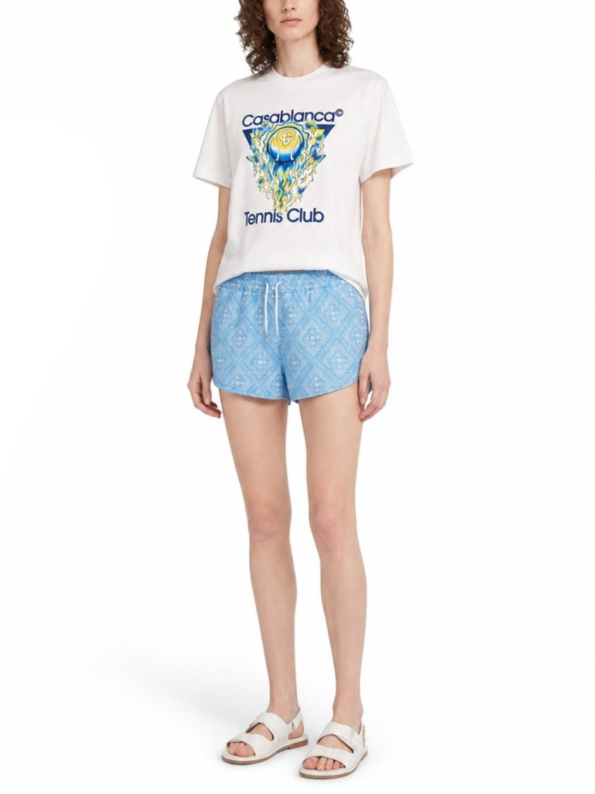 Casablanca Tennis Club Boxy Front Flame Cotton T-Shirt