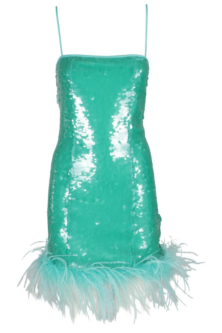 Giuseppe Di Morabito Aqua Green Sequin Mini Dress