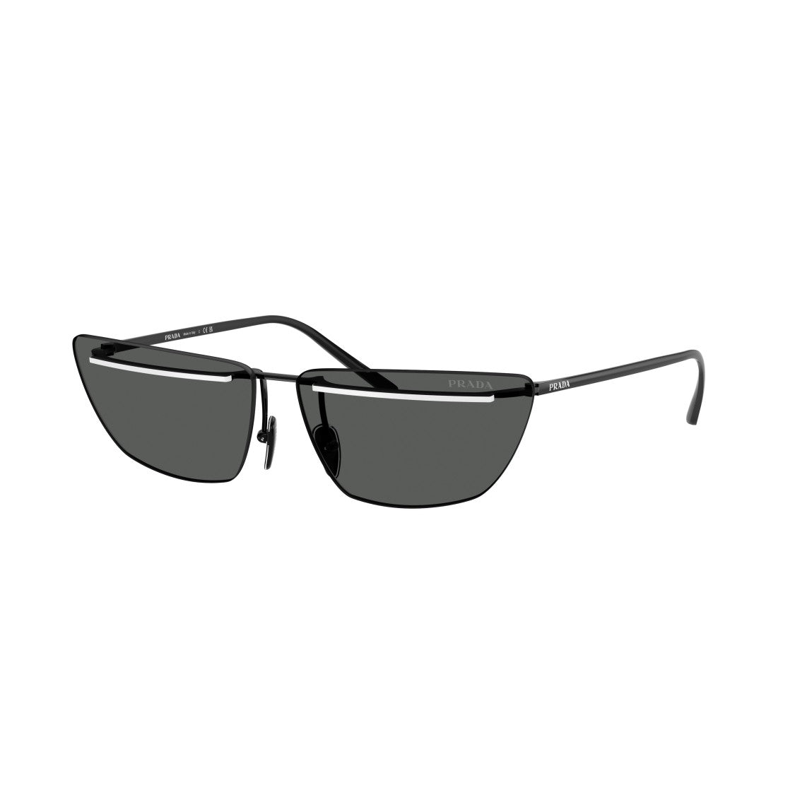 Prada 0Pr C52s Angular Black Metal Sunglasses
