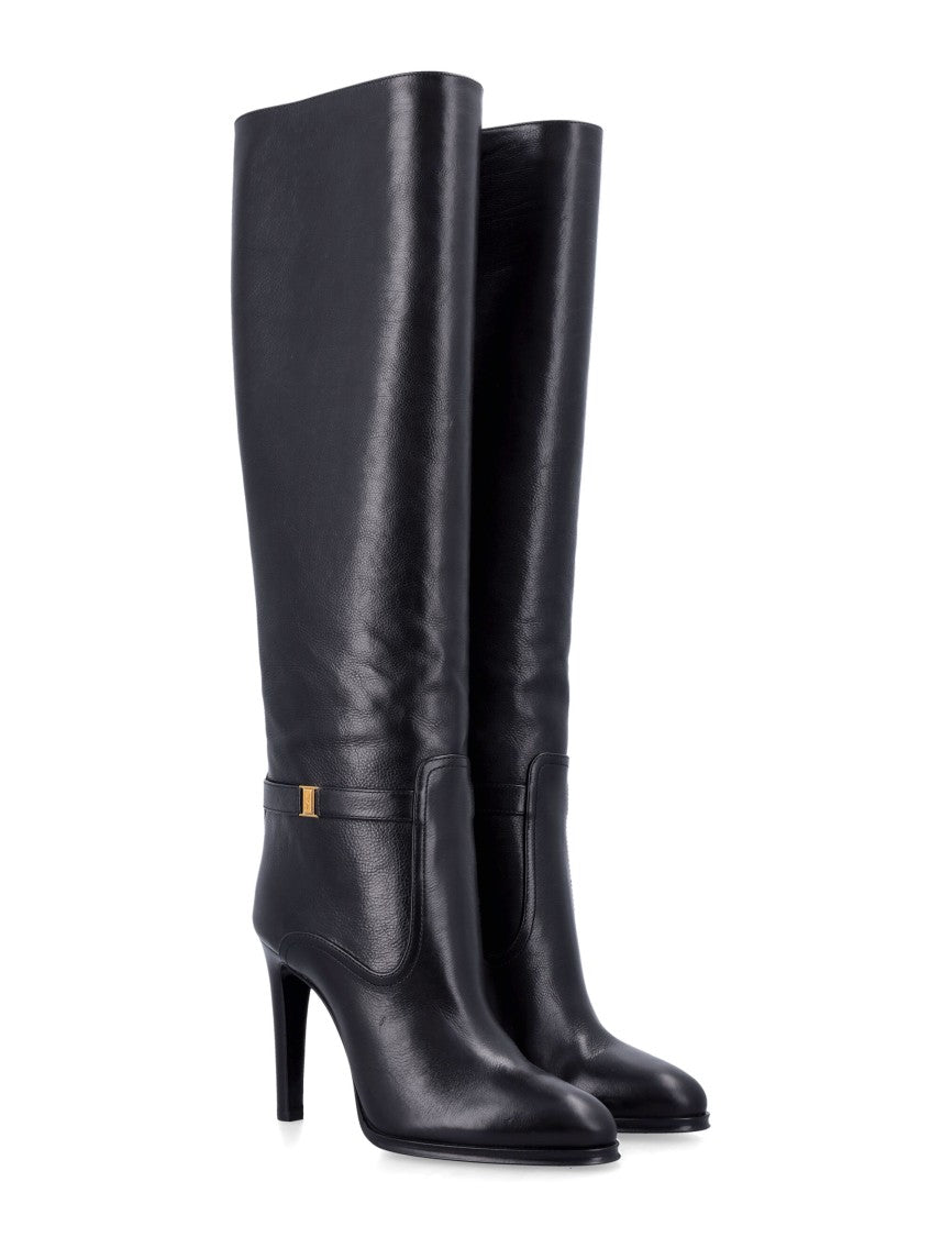 Saint Laurent Pointed Toe Ankle Strap Diane Boots