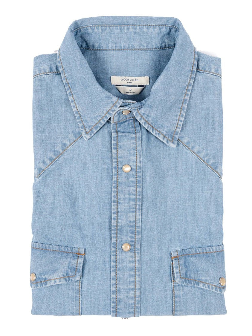 Jacob Cohen Light Blue Western Denim Shirt