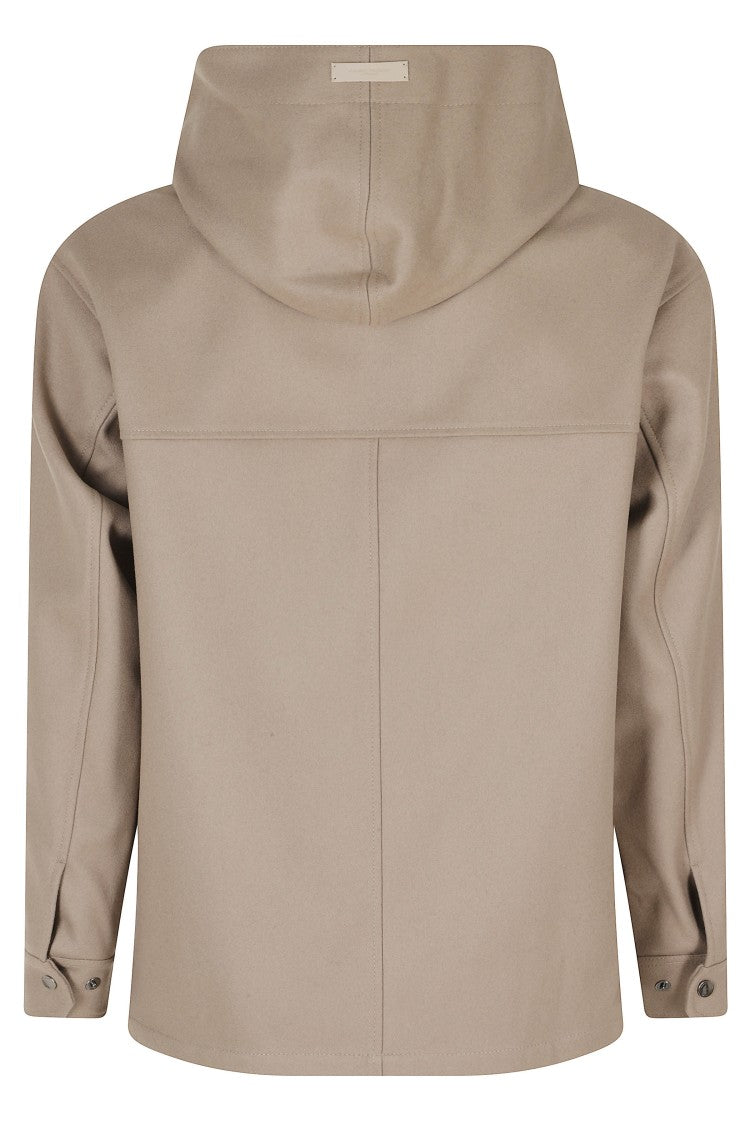 Paolo Pecora Short Hooded Jacket In Soft Wool Blend