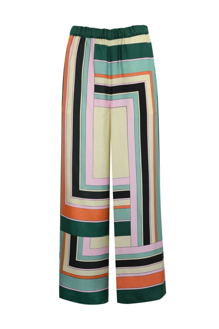 Max Mara Wide-Leg Cropped Pants With Geometric Pattern