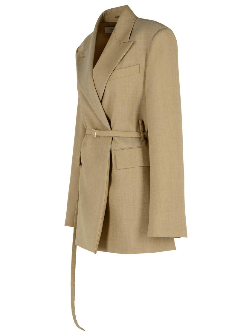 Sportmax Tubinga' Beige Brown Virgin Wool Blazer
