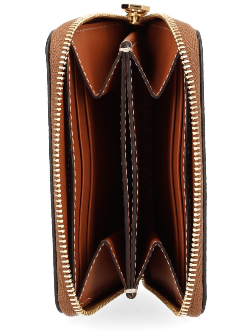 Burberry Check Pattern Zip-Around Cash Wallet