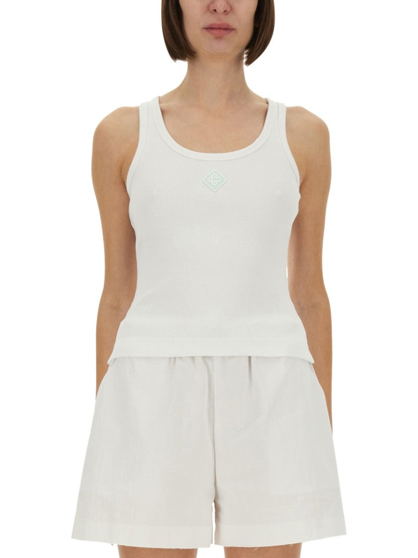 Casablanca Ribbed Cotton Tank Top