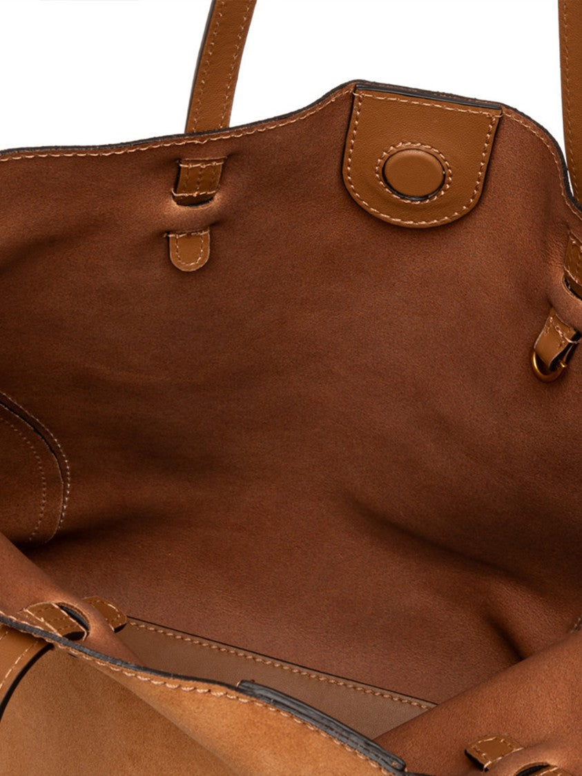 Gianni Chiarini Violette Rich Brown Suede Stitched Tote