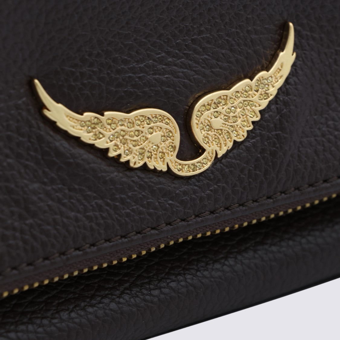 Zadig & Voltaire Pebbled Texture Bag With Gold Wing Emblem