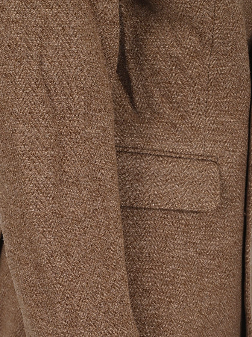 Polo Ralph Lauren Midweight Brown Wool And Cotton Double-Breasted Blazer