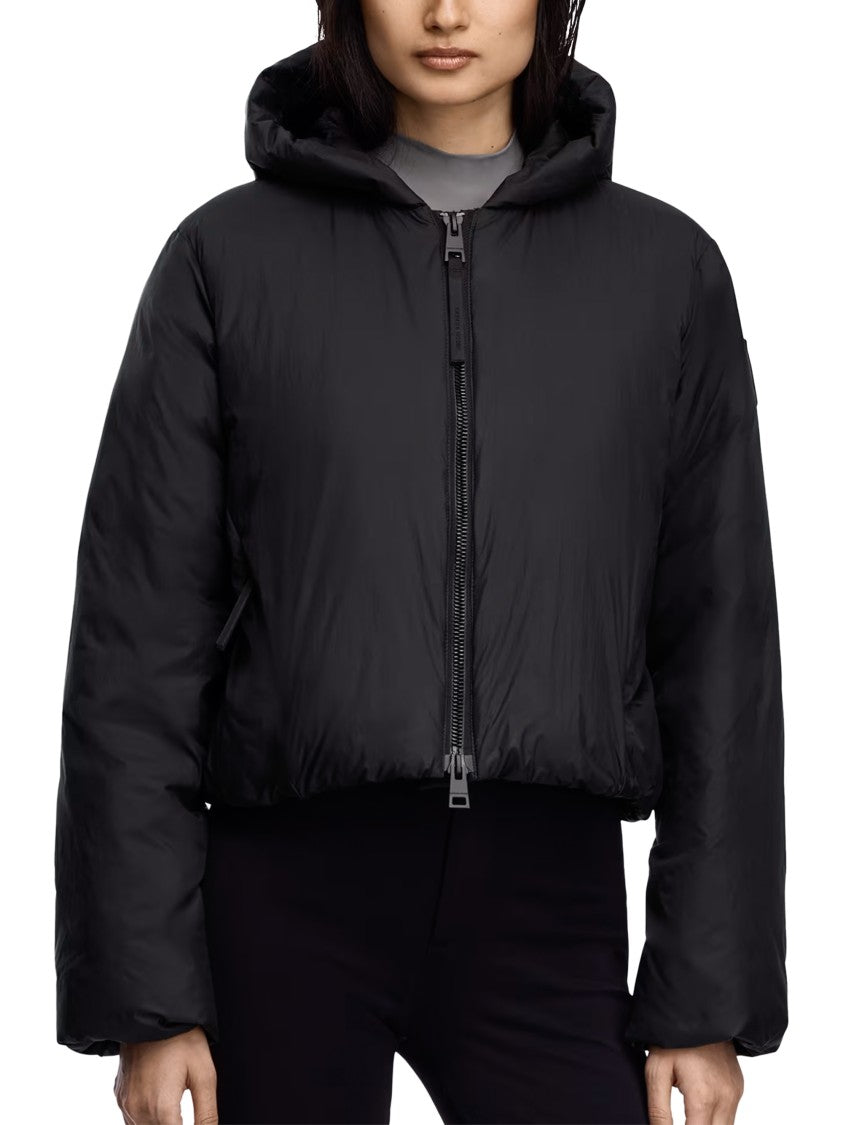 Canada Goose Cropped Black Puffer Jacket With Adjustable Hood