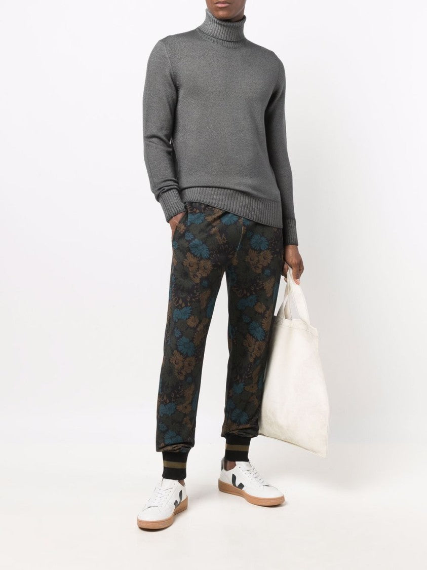 Drumohr Merino Wool Turtleneck Sweater With Ribbed Detailing And Fit