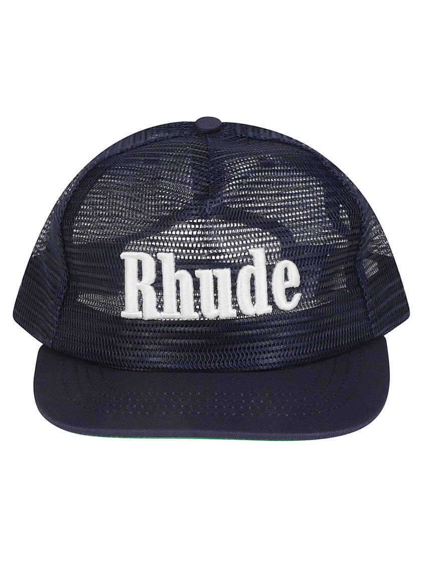 Rhude Black Logo Mesh Embroidered Polyester Baseball Cap