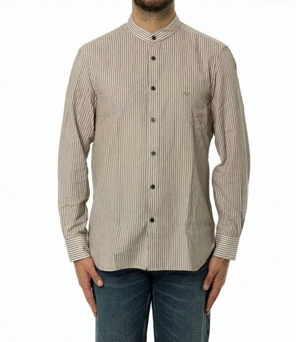 Emporio Armani Beige And White Striped Shirt