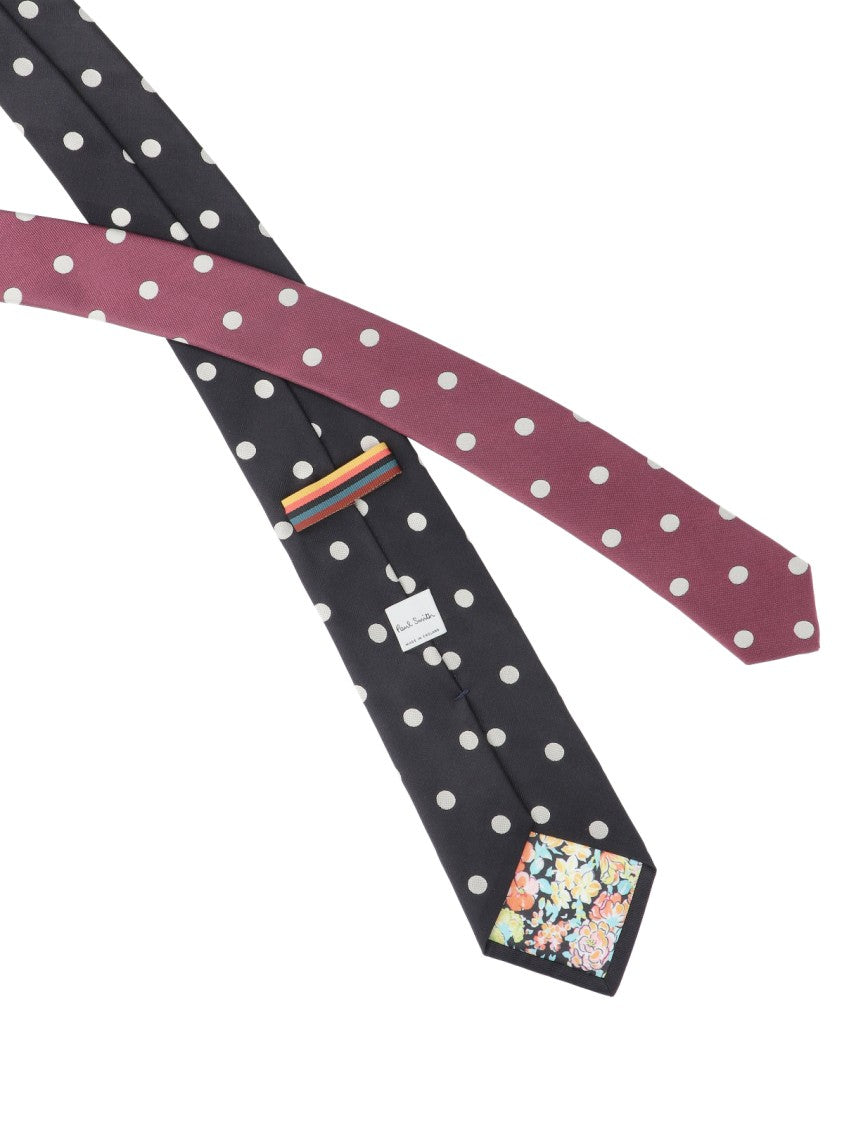 Paul Smith Black Silk White Polka Dot Tie