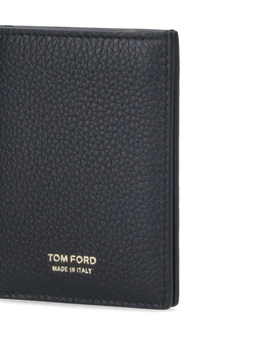 Tom Ford Bi-Fold Wallet In Textured Black Calf Leather