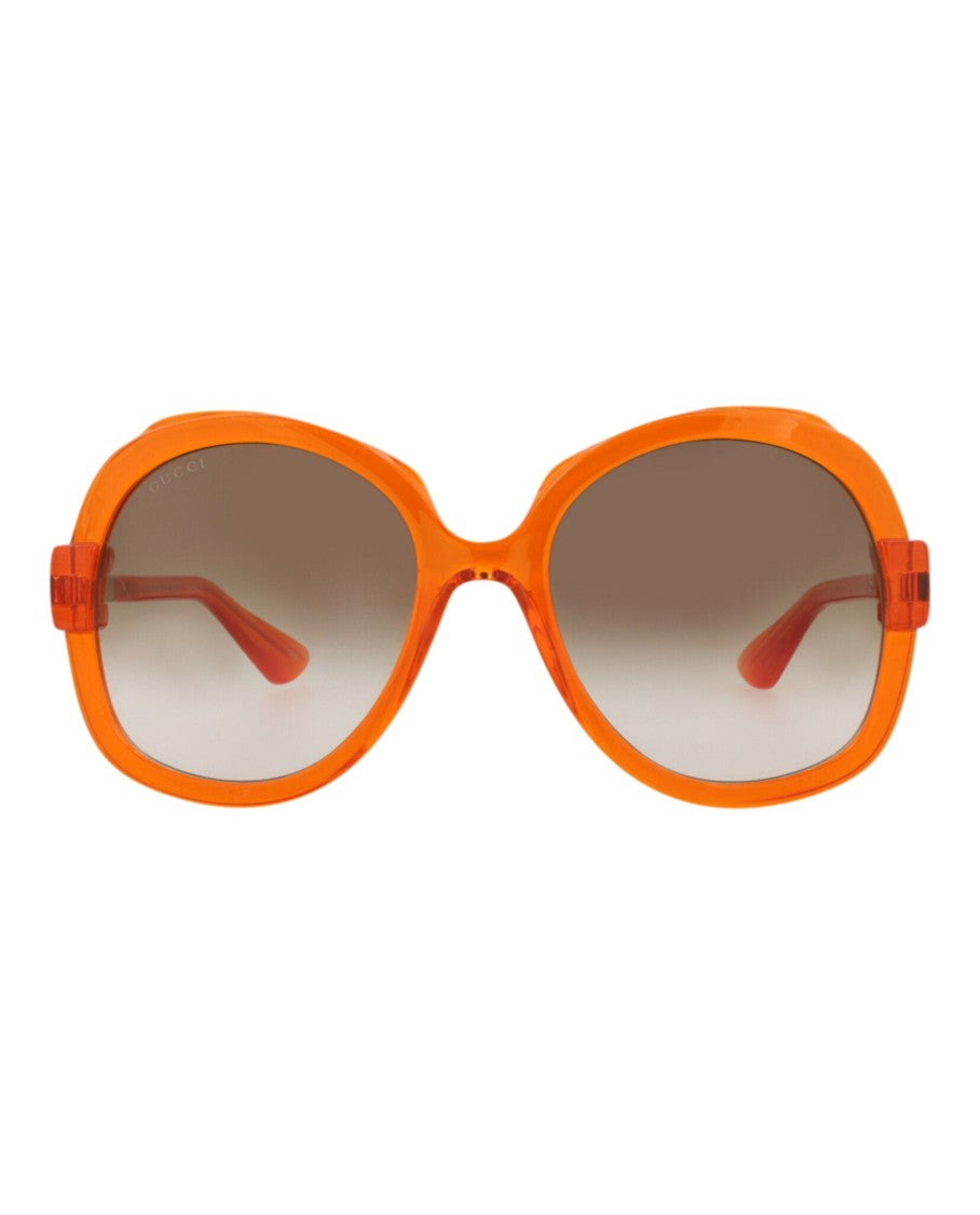 Gucci Round-Oval Frame Sunglasses With Gradient Lenses