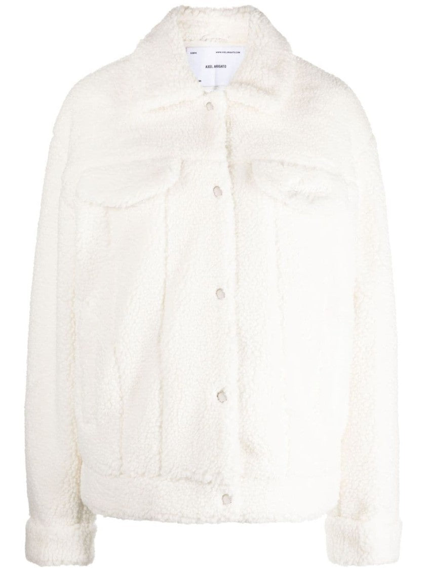 Axel Arigato Beige Baxter Textured Plush Bomber Jacket