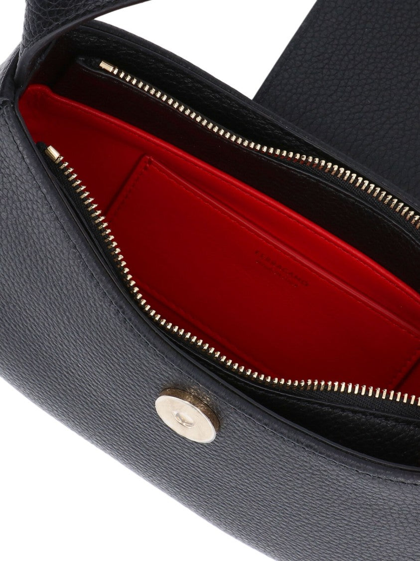 Ferragamo Mini Shoulder Bag With Curved Silhouette And Gold-Tone Logo