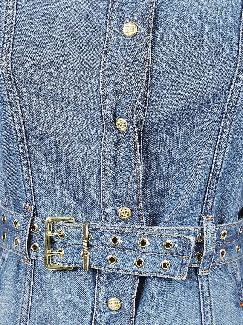 Ganni Denim Maxi Dress With Button-Down Front