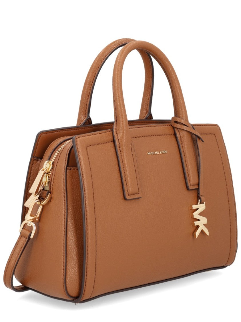 Michael Michael Kors Structured Brown Handbag With Gold-Tone Details