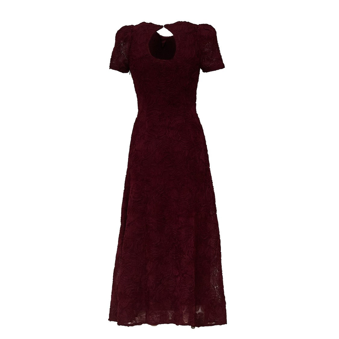 Rotate Flared Mesh Maxi Dress With Textured Floral Appliqués