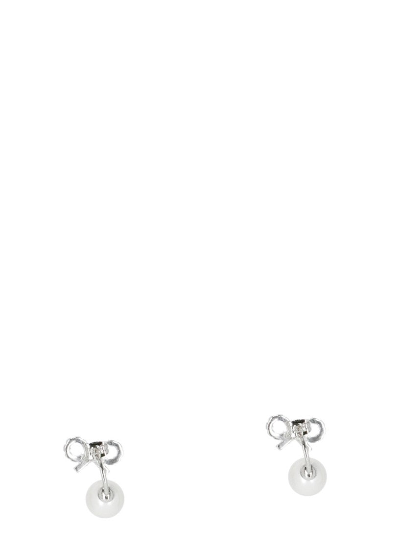Self-Portrait Crystal Bow Pearl Jacket Earrings