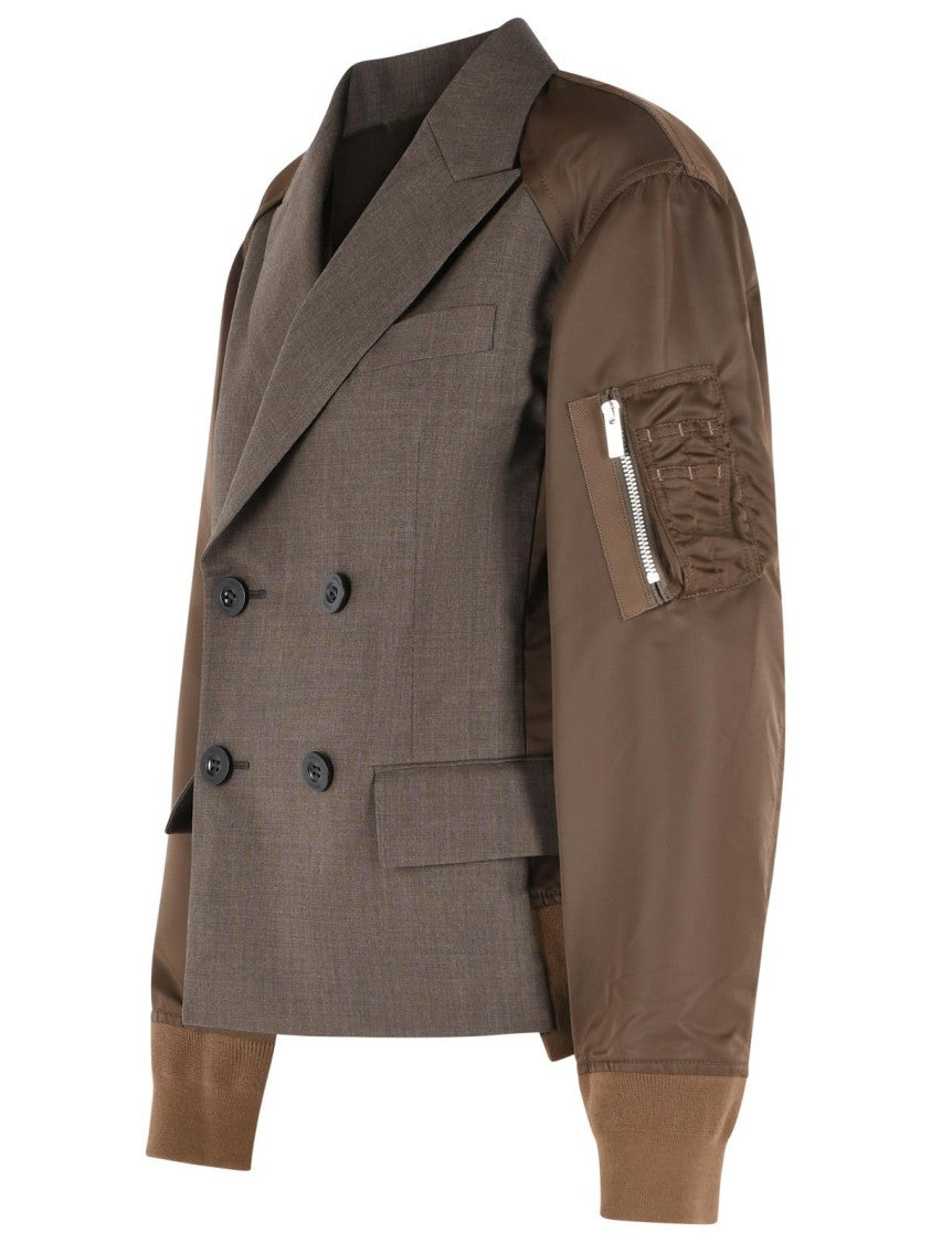 Sacai Brown Wool Blend Blazer