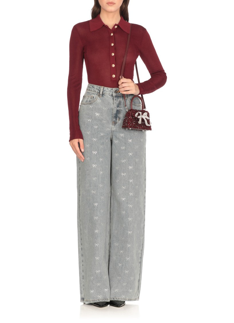 Self-Portrait Embellished Micro Bow Bag