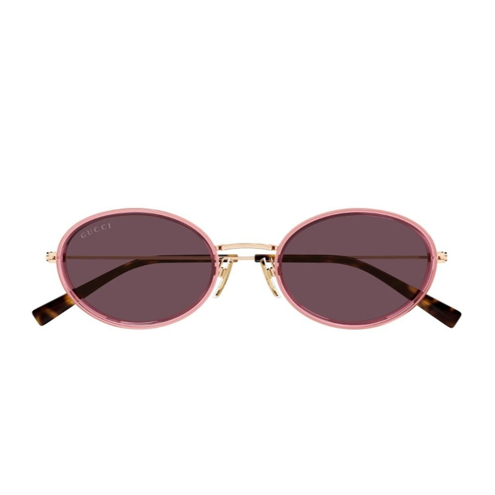 Gucci Gg1980s Emblem Line Oval Pink Gold Metal Emblem Sunglasses