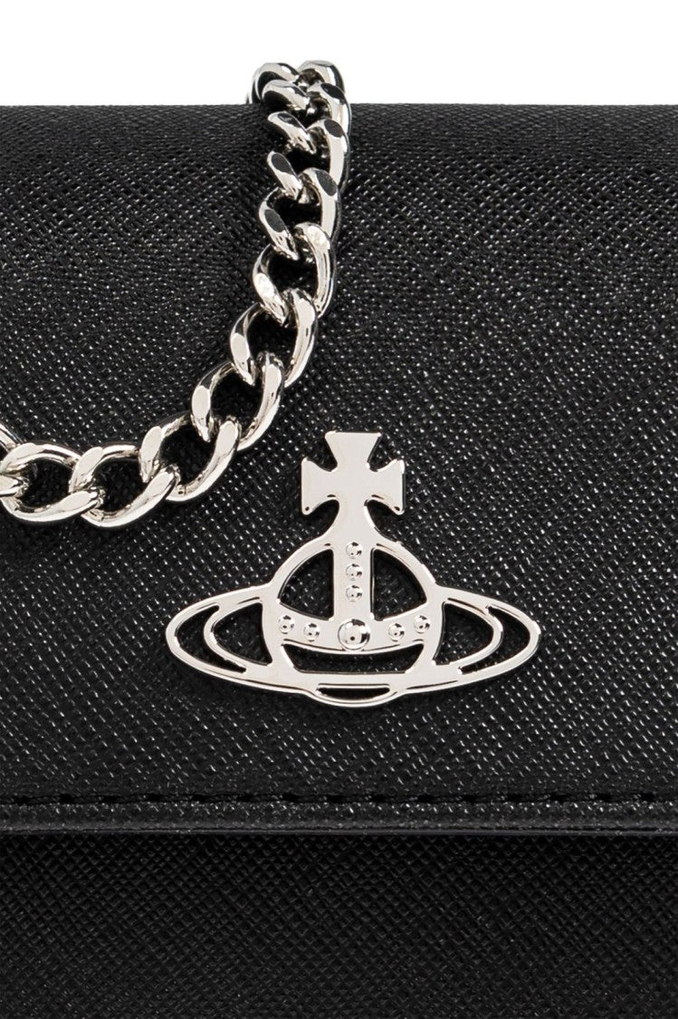 Vivienne Westwood Compact Black Wallet With Smooth Finish And Minimalist Design