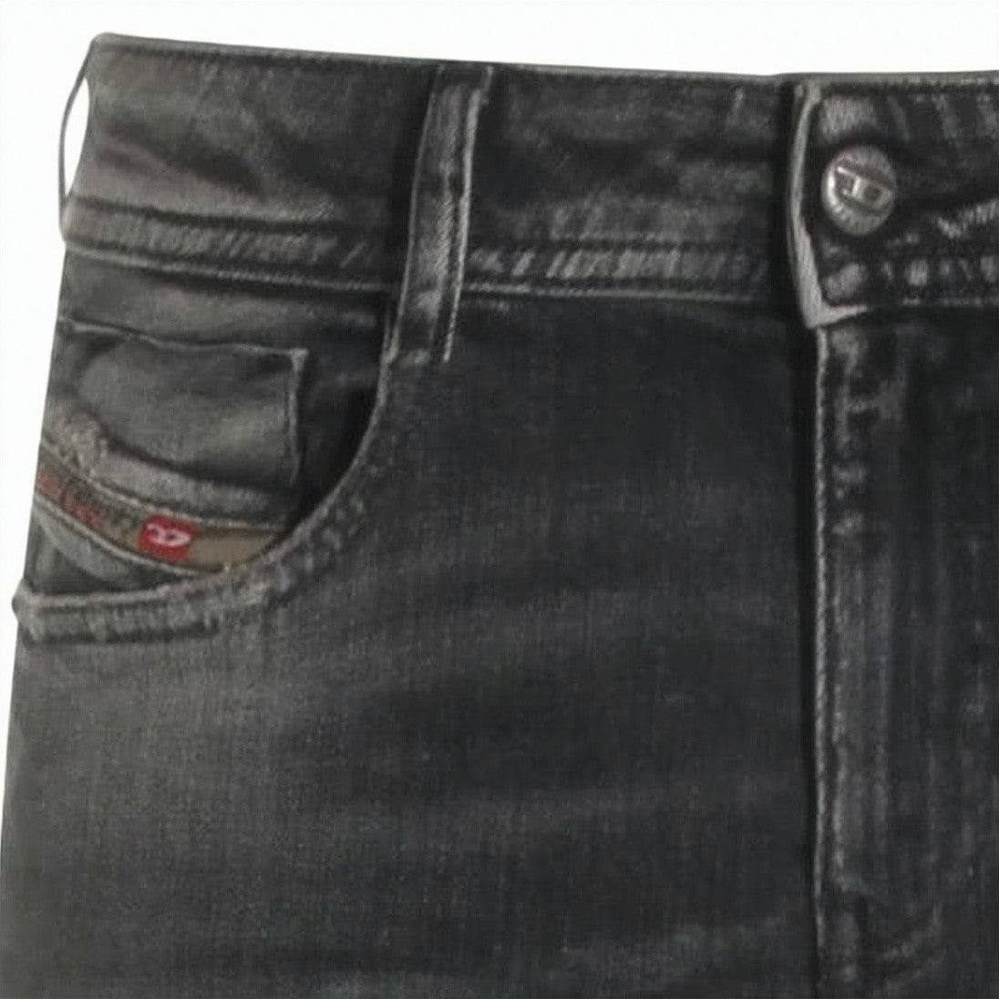 Diesel Bootcut Jeans With Faded Black Wash And Distressed Detail