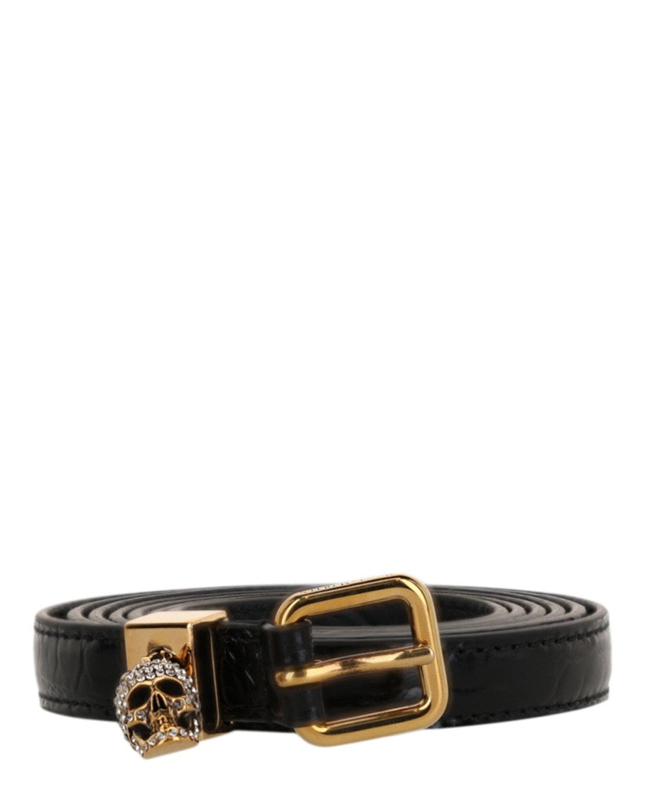 Alexander Mcqueen Skull Croc Embossed Double Belt