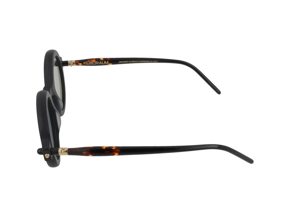 Kuboraum Bold Oversized Tortoiseshell Accent Round Sunglasses