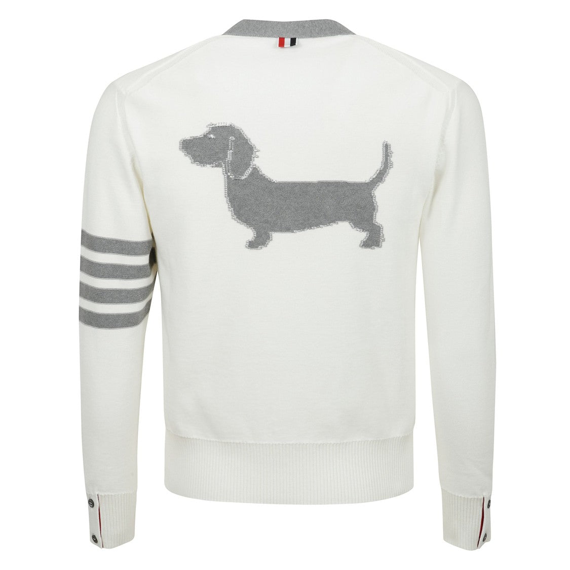 Thom Browne Contrast-Trim Cardigan With Back Embroidery