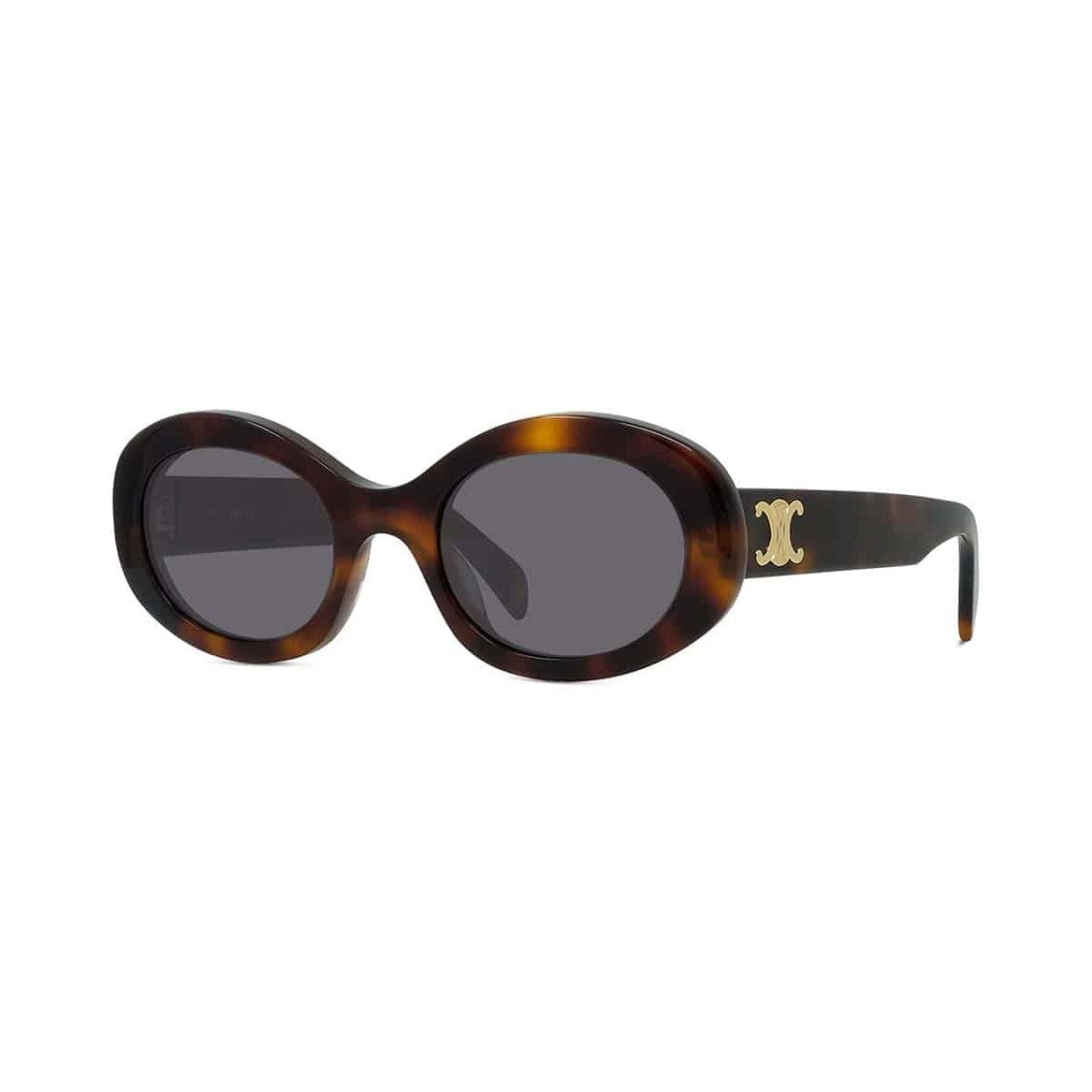 Celine Tortoiseshell Oval Sunglasses With Gold-Tone Emblem