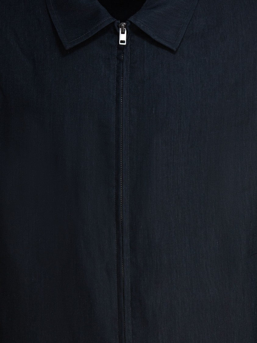 Vince Textured Blue Bomber Jacket