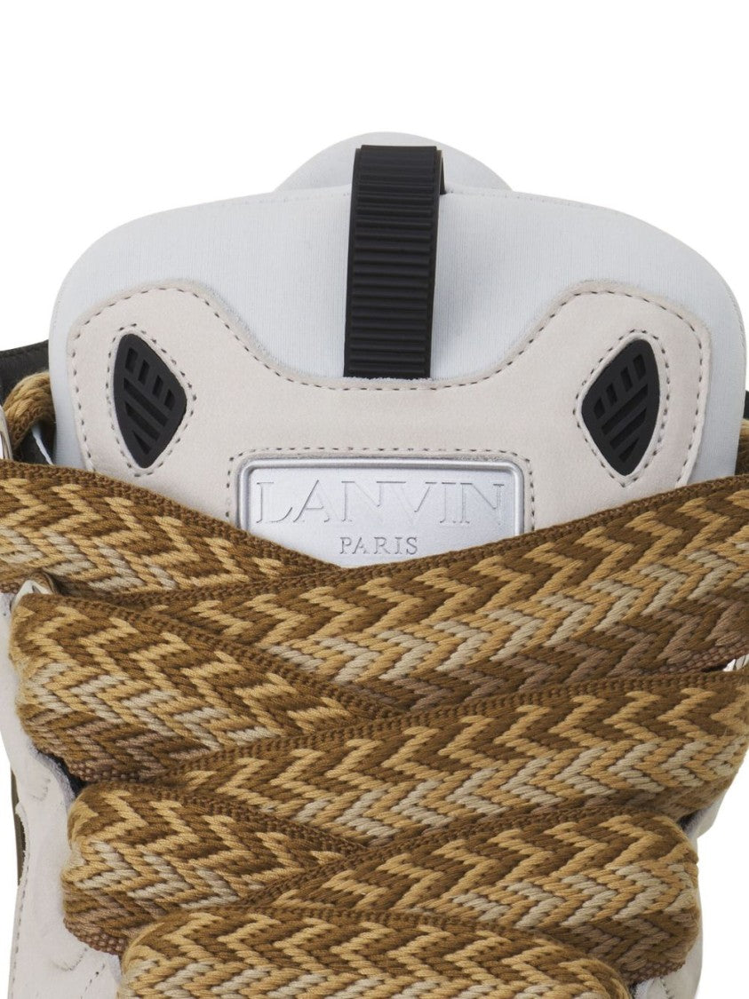 Lanvin White Suede Panel Cut-Out Sneakers