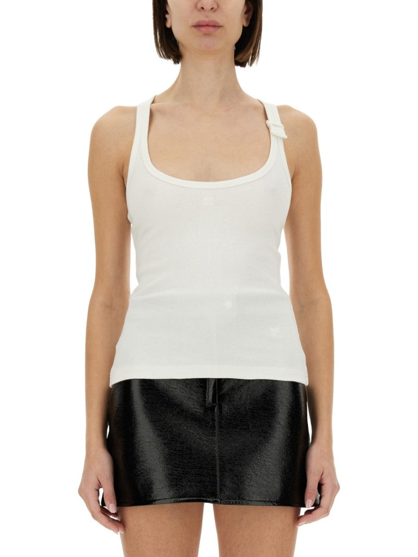 Courrèges Ribbed White Tank Top